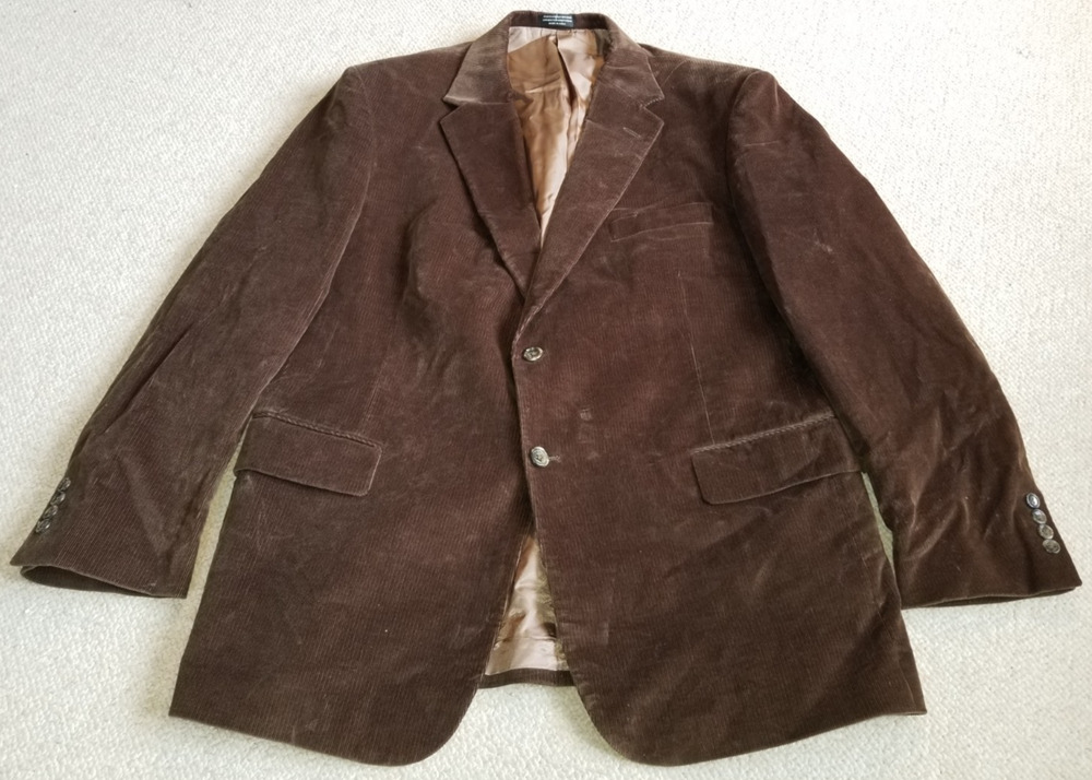 VINTAGE Mens Blazer-EVAN PICONE-brown corduroy stretch lined 2-button-44L